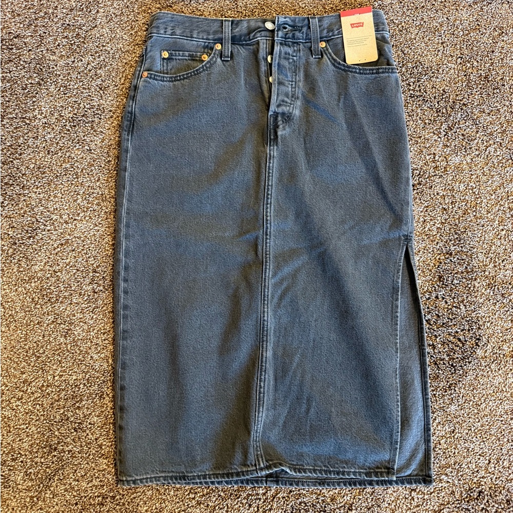 Levi's midi, side split denim jeans